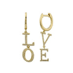 14KT Gold Diamond Split Love Huggie Earrings