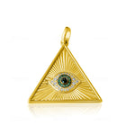 14KT Gold Diamond Layla Triangle Evil Eye Pendant Charm