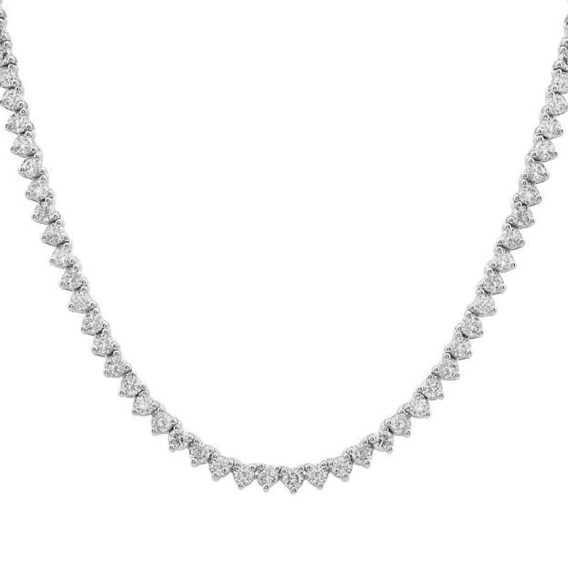14KT Gold Blanche Three Prong Perfect Diamond Tennis Necklace