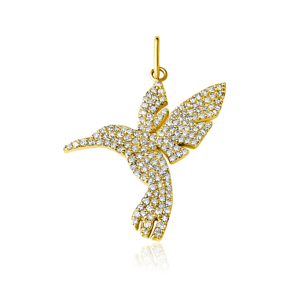 
                
                    Load image into Gallery viewer, 14KT Gold Diamond Hummingbird Charm Pendant
                
            