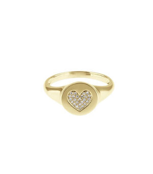 14KT Gold Heart Pinky Ring, NEW - DilaraSaatci