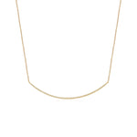 14KT Gold Diamond Thin Crescent Bar Necklace - DilaraSaatci
