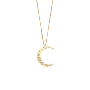 
                
                    Load image into Gallery viewer, 14KT  Yellow Gold Diamond Lunar Crescent Necklace, NEW - DilaraSaatci
                
            
