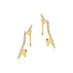 14KT Gold Diamond Curved Star Earrings, NEW - DilaraSaatci
