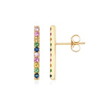 14KT Gold Rainbow Gemstone Bar Earrings, NEW - DilaraSaatci