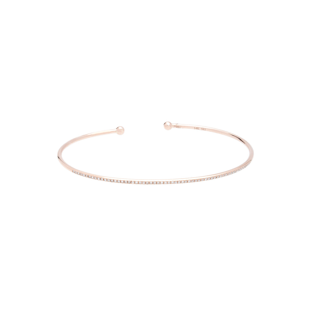 
                
                    Load image into Gallery viewer, 14K Rose Gold Delicate Micropave Diamond Cuff - DilaraSaatci
                
            