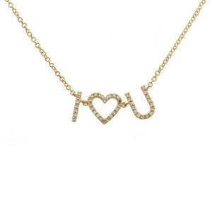 
                
                    Load image into Gallery viewer, 14KT Gold Diamond I HEART YOU Necklace - DilaraSaatci
                
            