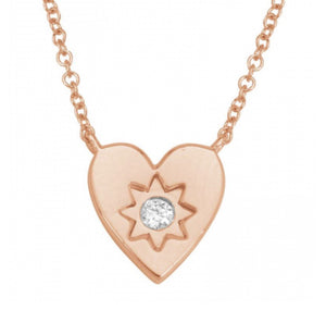 14KT Gold Diamond Small Heart Necklace - DilaraSaatci